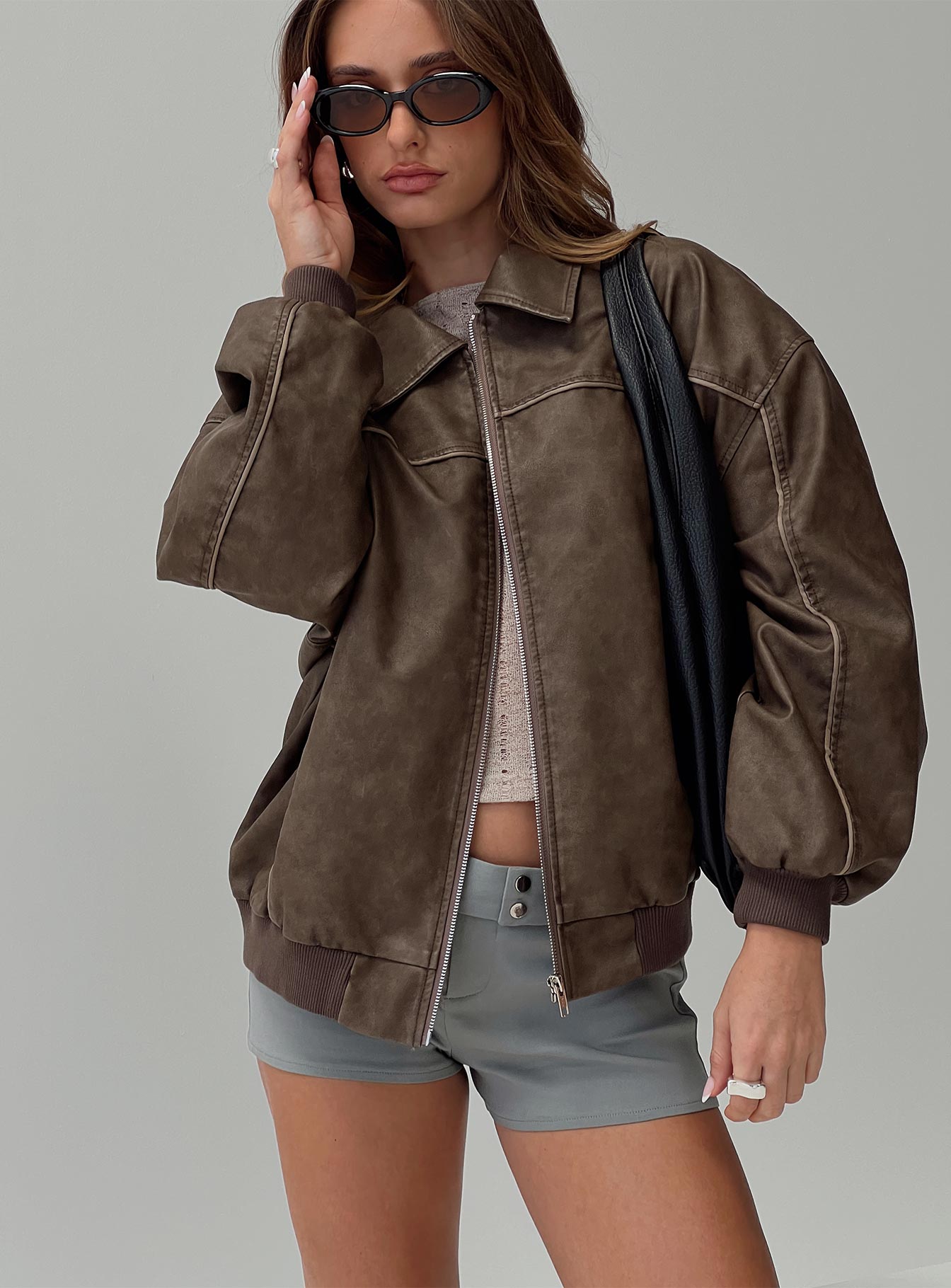 Bomberjacke Goldsmith Oversized in Lederoptik