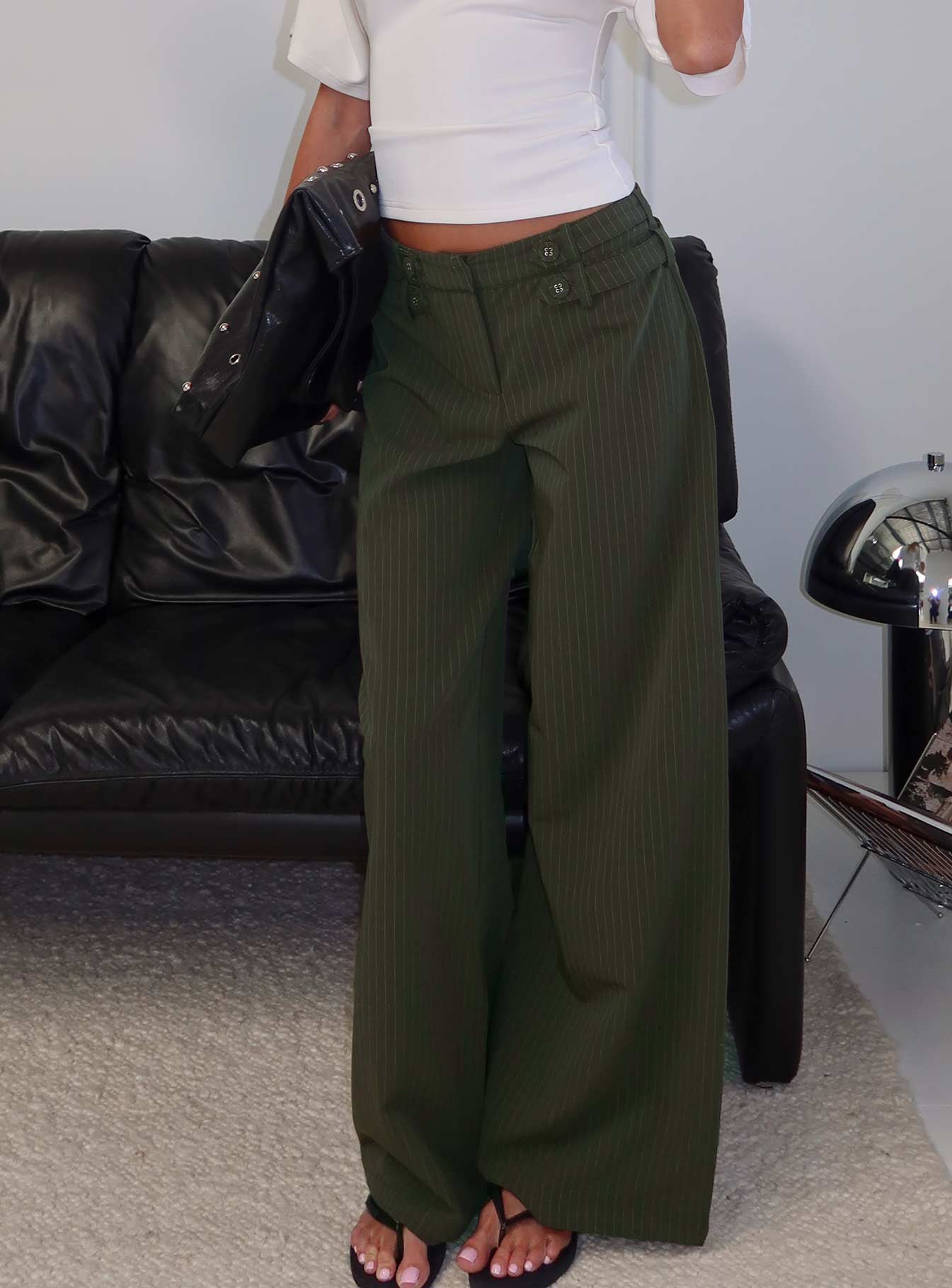 Stoffhose mit Nadelstreifen Wide-Leg