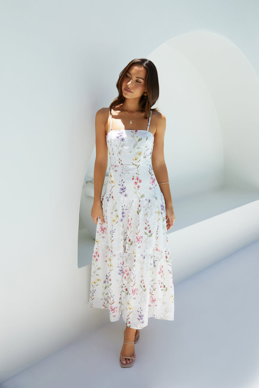 Luminous Field Florales Maxi-Kleid