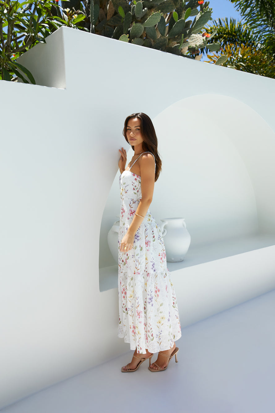 Luminous Field Florales Maxi-Kleid