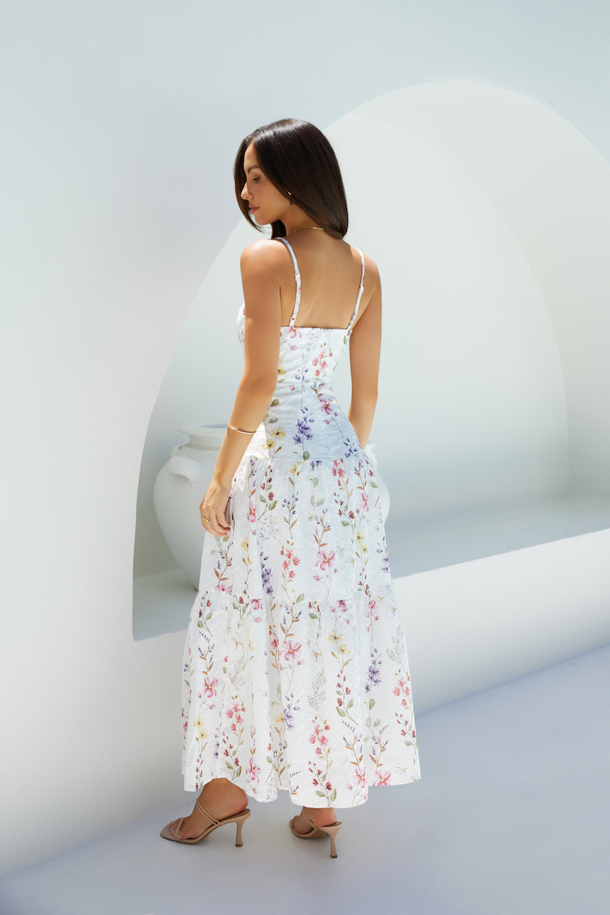 Luminous Field Florales Maxi-Kleid