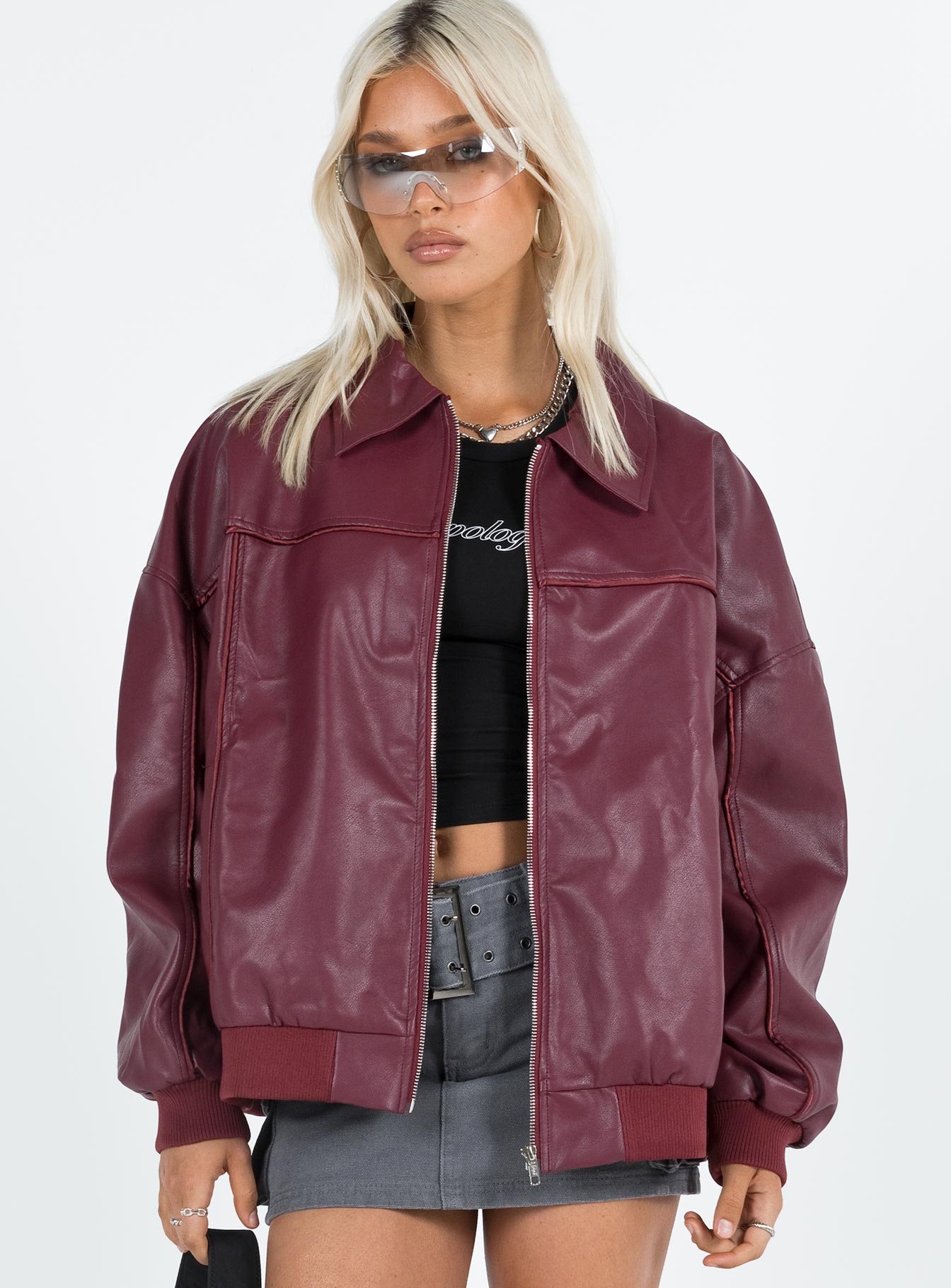 Bomberjacke Goldsmith Oversized in Lederoptik
