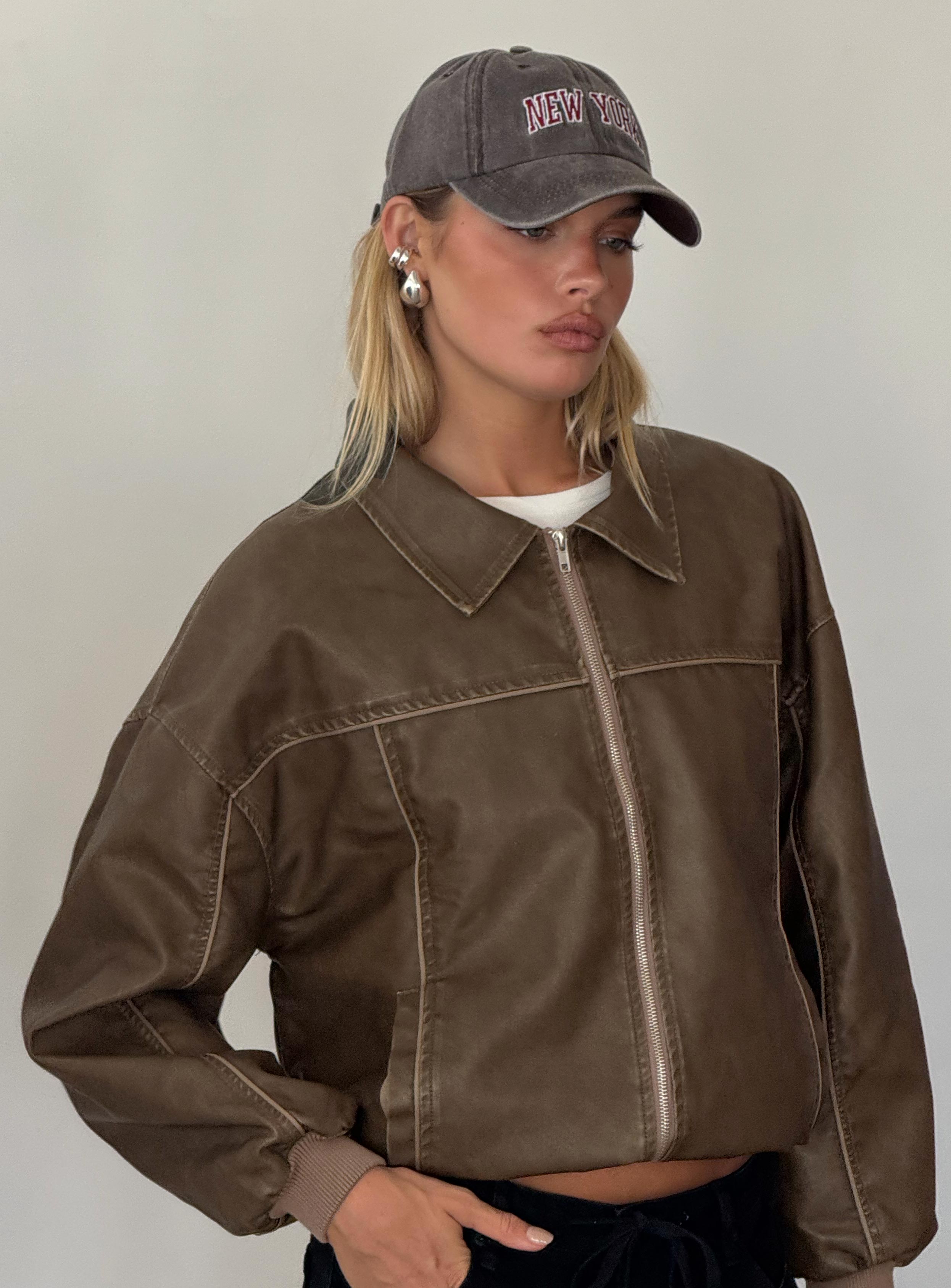 Bomberjacke Goldsmith Oversized in Lederoptik