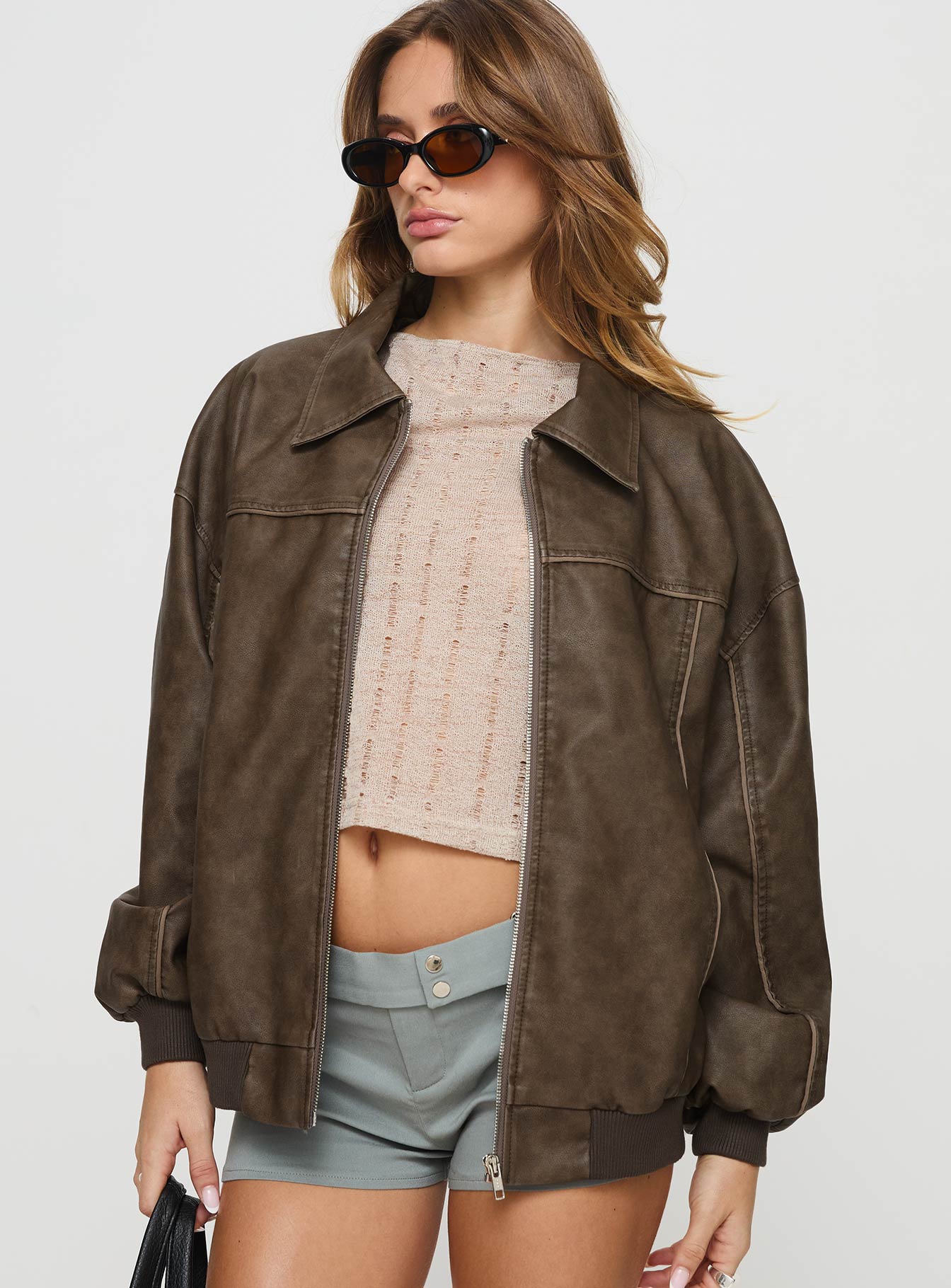 Bomberjacke Goldsmith Oversized in Lederoptik