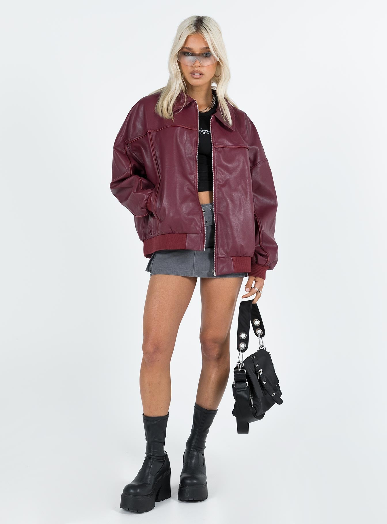 Bomberjacke Goldsmith Oversized in Lederoptik
