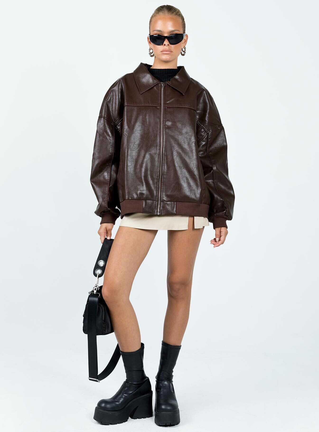 Bomberjacke Goldsmith Oversized in Lederoptik