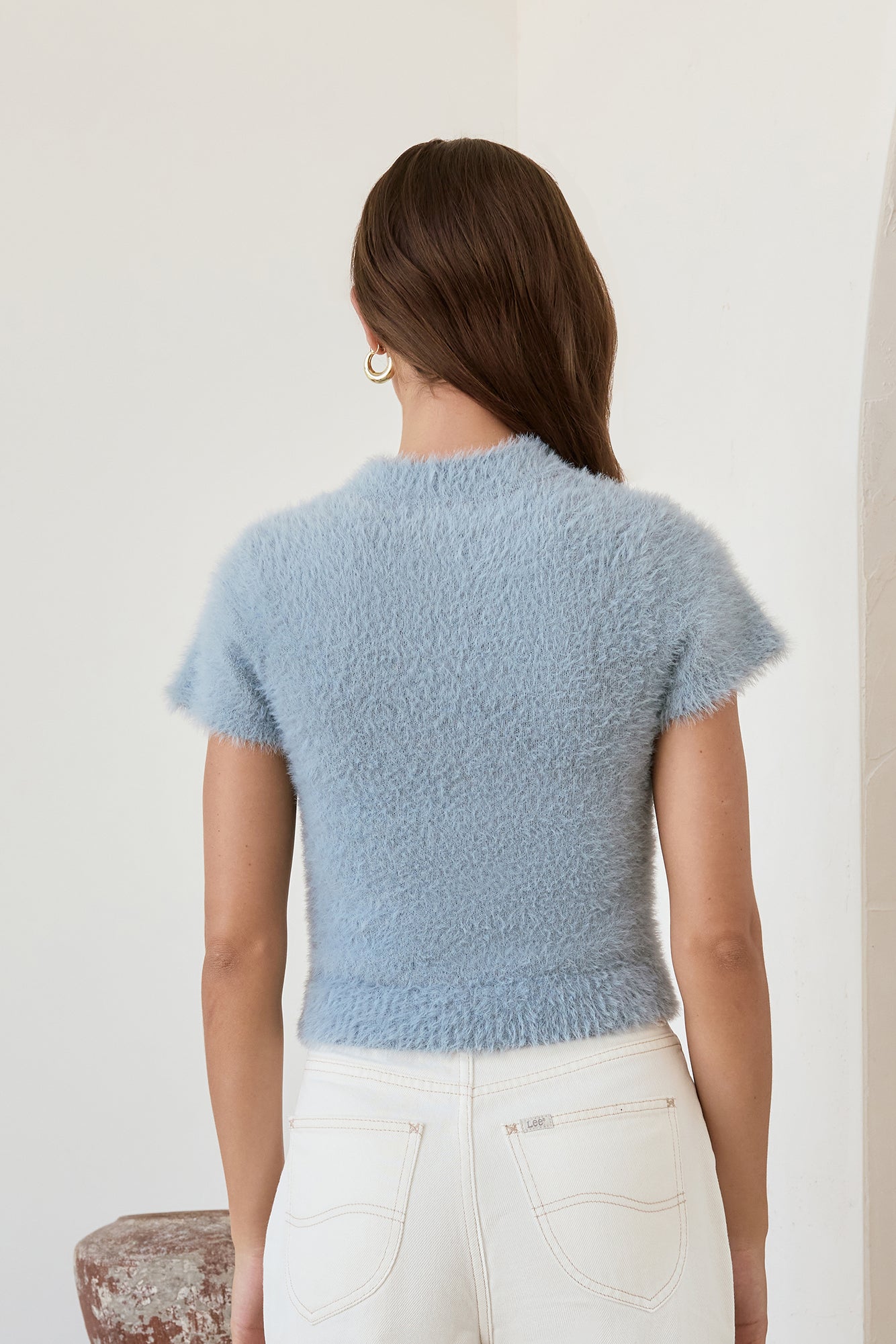 Old Money Hour Flauschiger Kurzarm-Strickpullover
