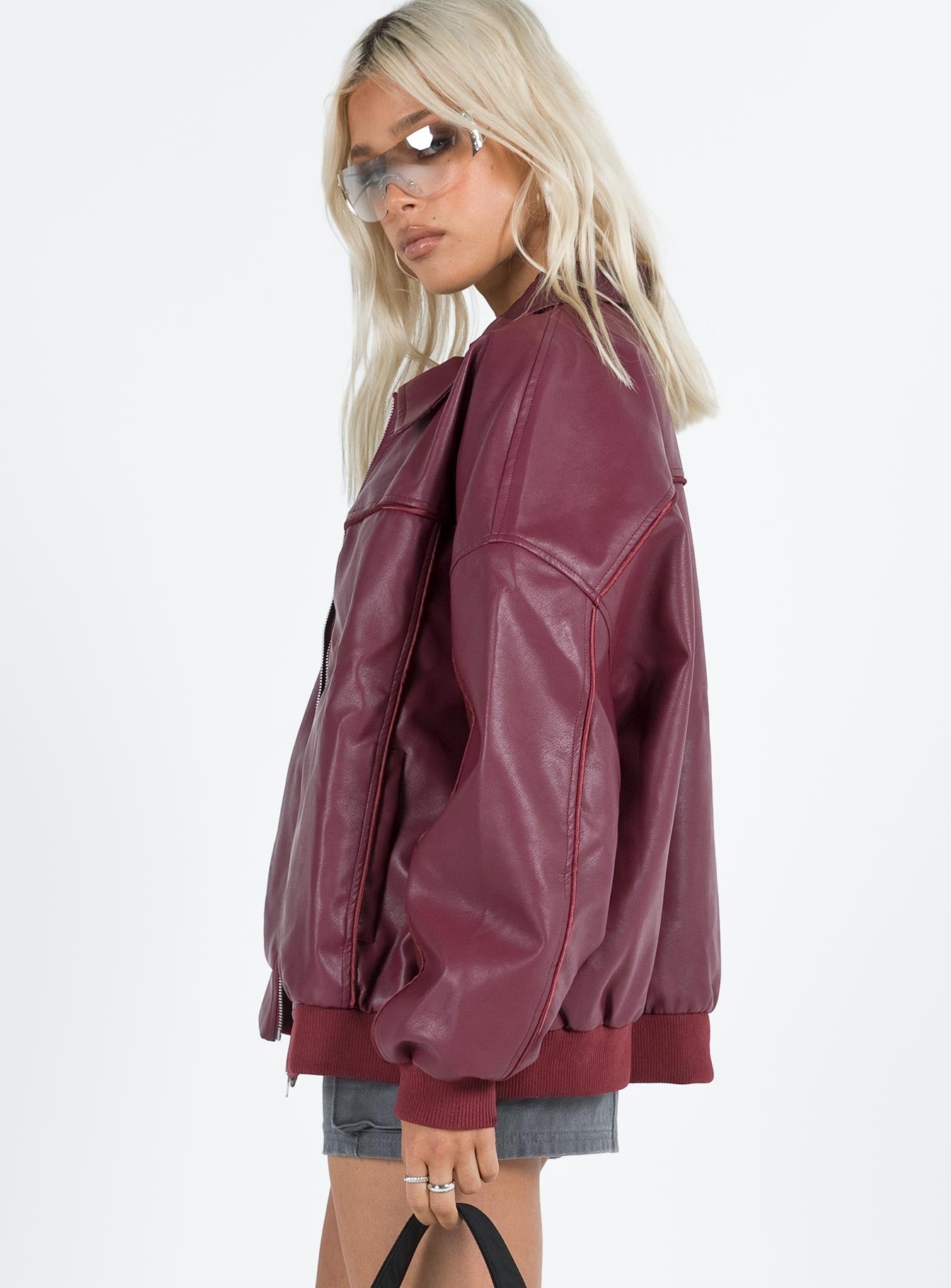 Bomberjacke Goldsmith Oversized in Lederoptik