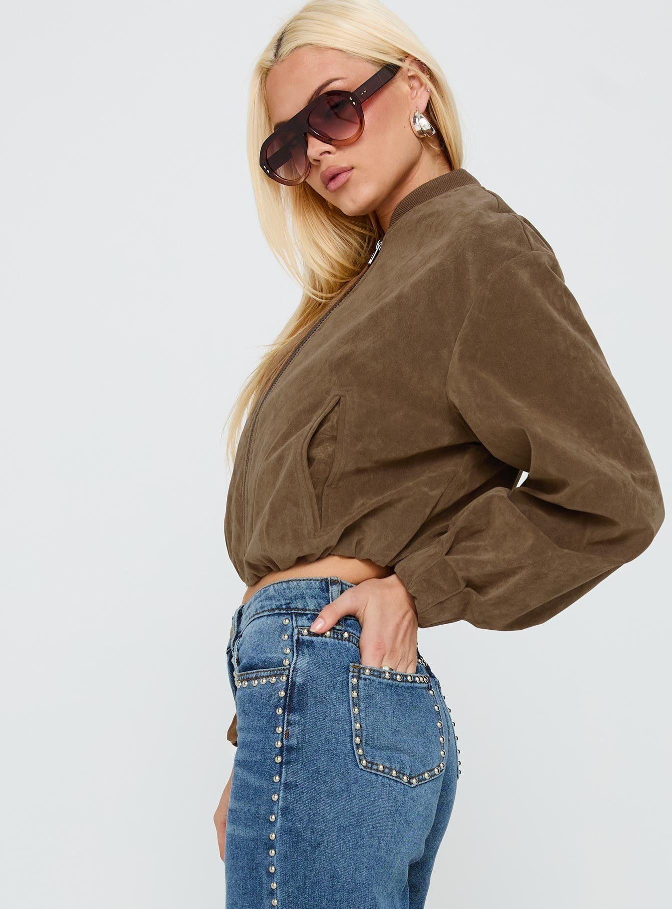 Bomberjacke Mastery in Veloursleder-Optik