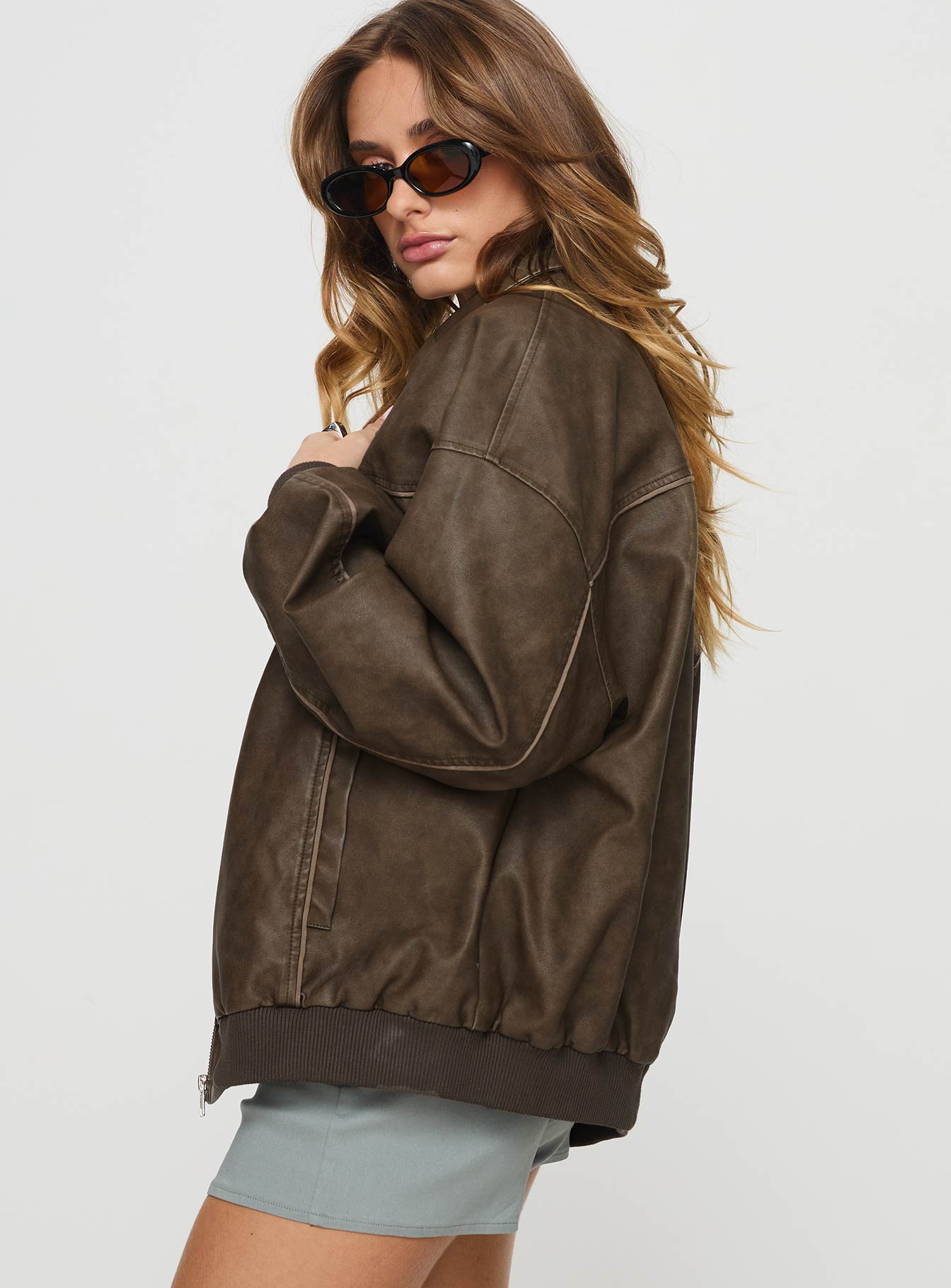 Bomberjacke Goldsmith Oversized in Lederoptik