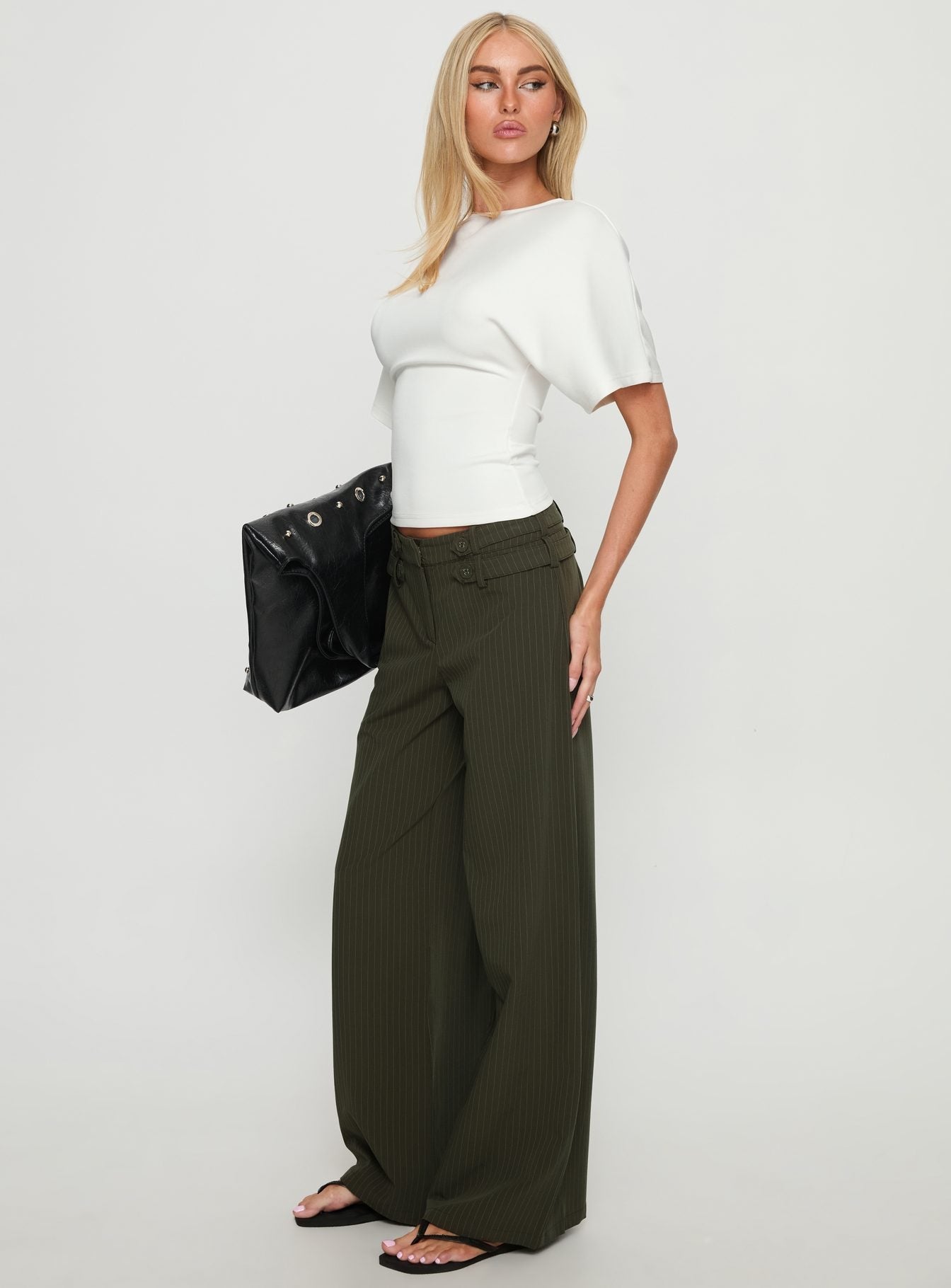 Stoffhose mit Nadelstreifen Wide-Leg