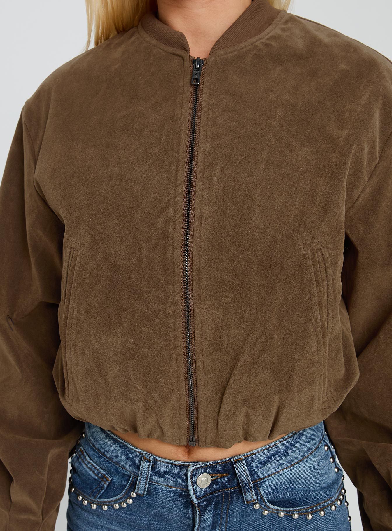Bomberjacke Mastery in Veloursleder-Optik