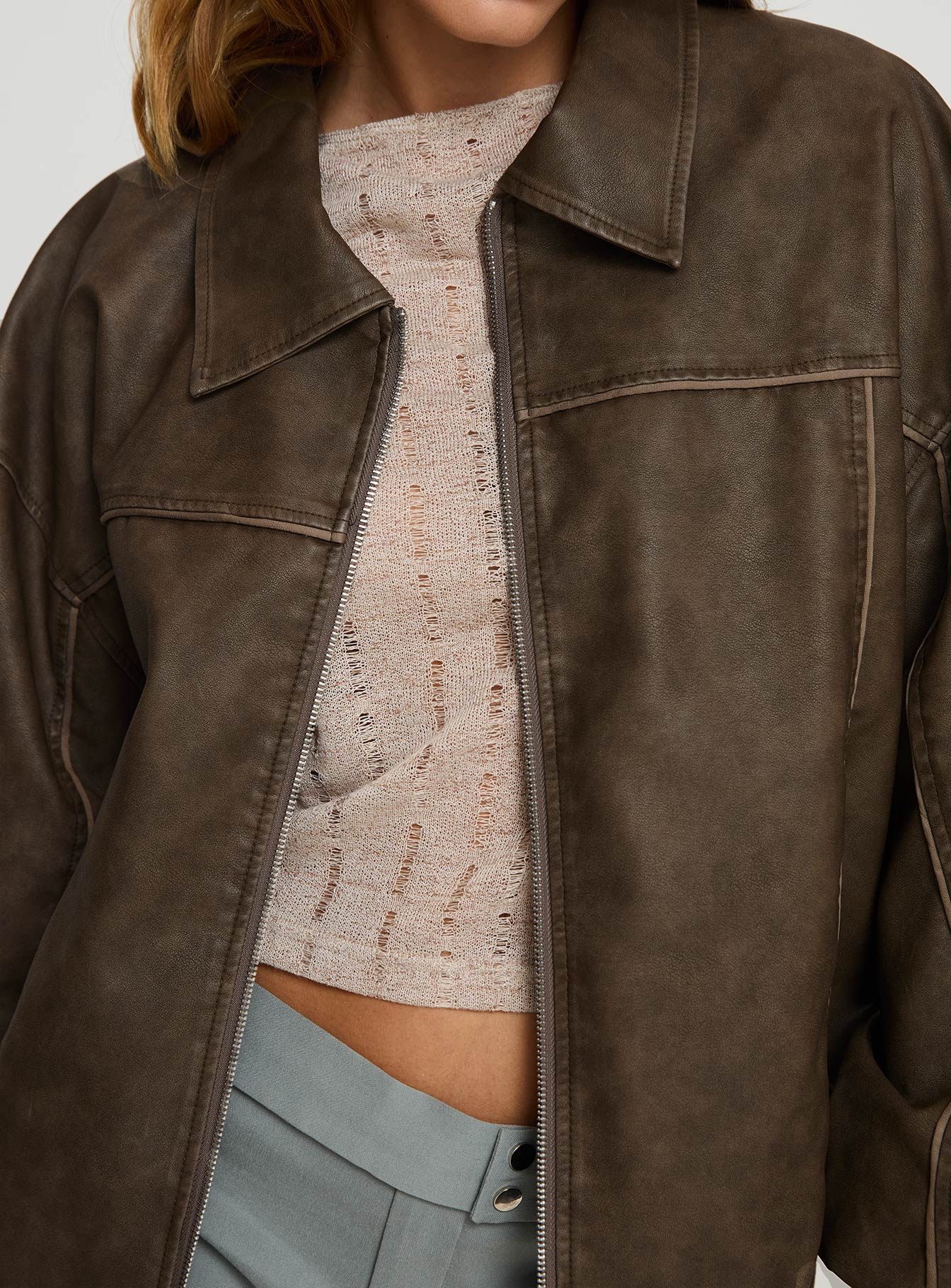 Bomberjacke Goldsmith Oversized in Lederoptik