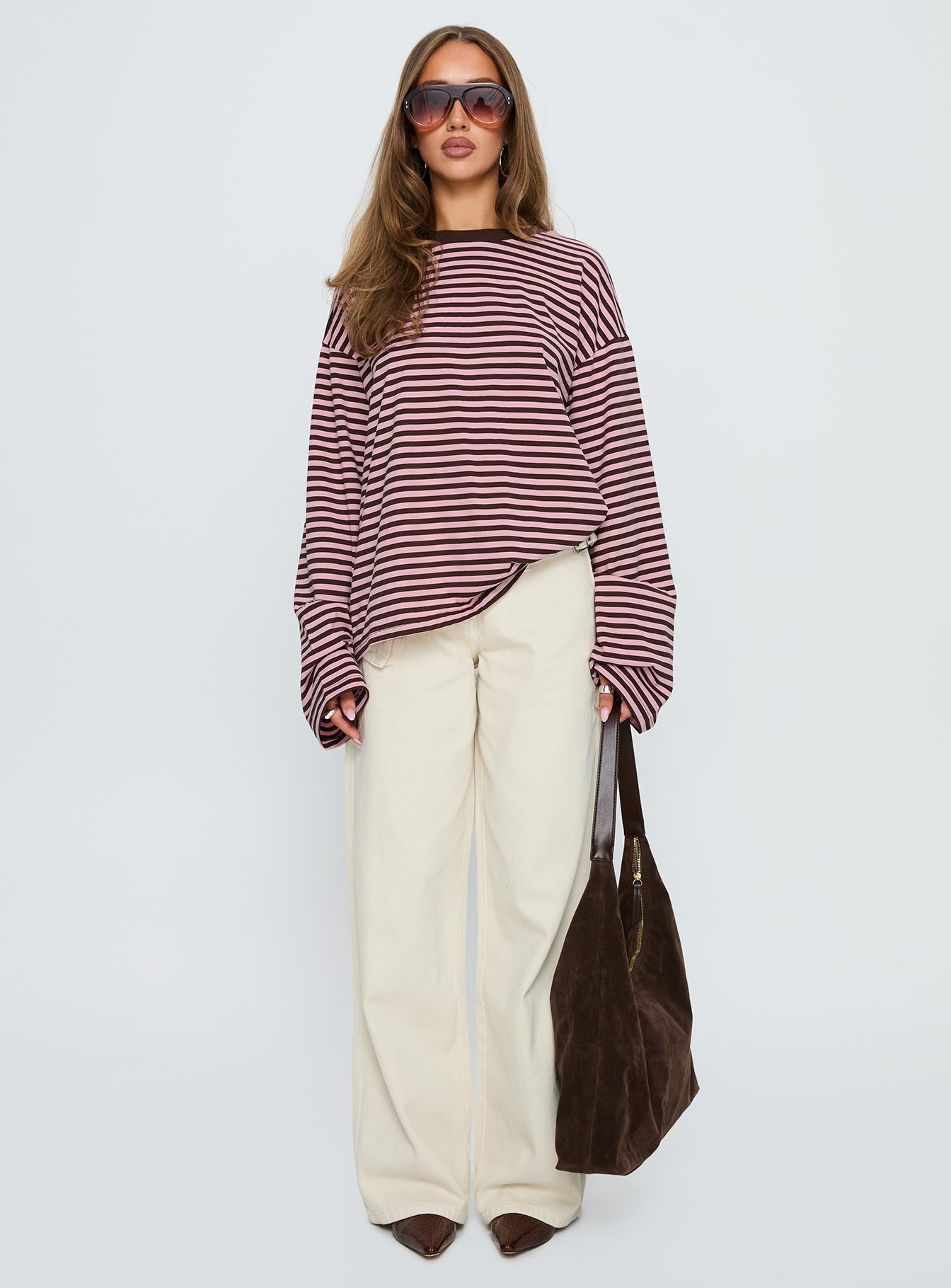 Top Settle Down mit Streifen und langen Ärmeln