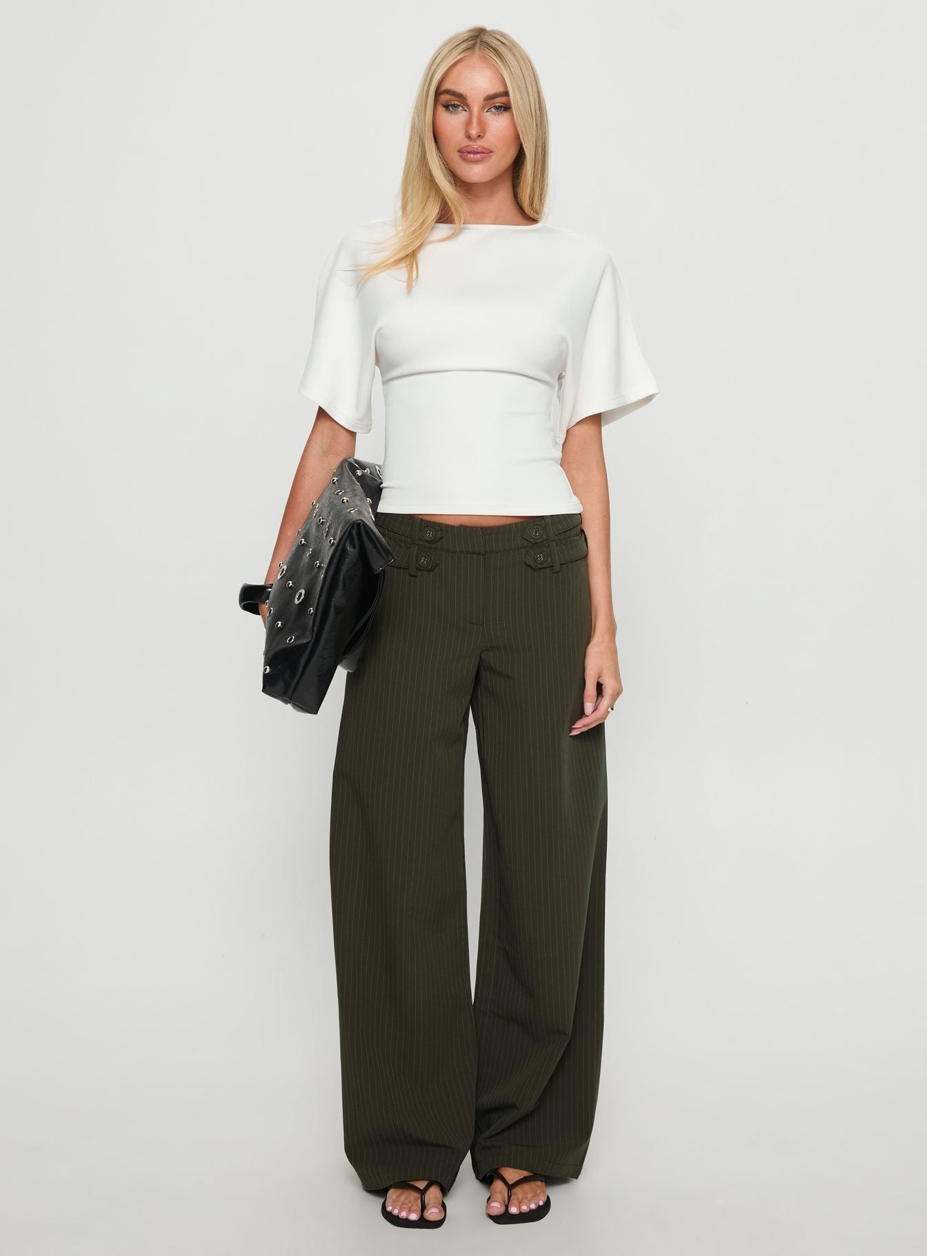 Stoffhose mit Nadelstreifen Wide-Leg