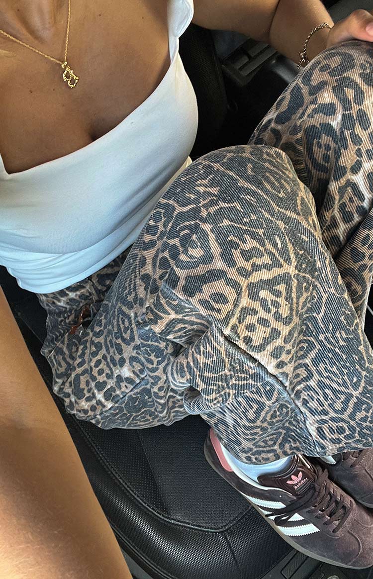 Leopard Straight-Leg Jeans Brunet