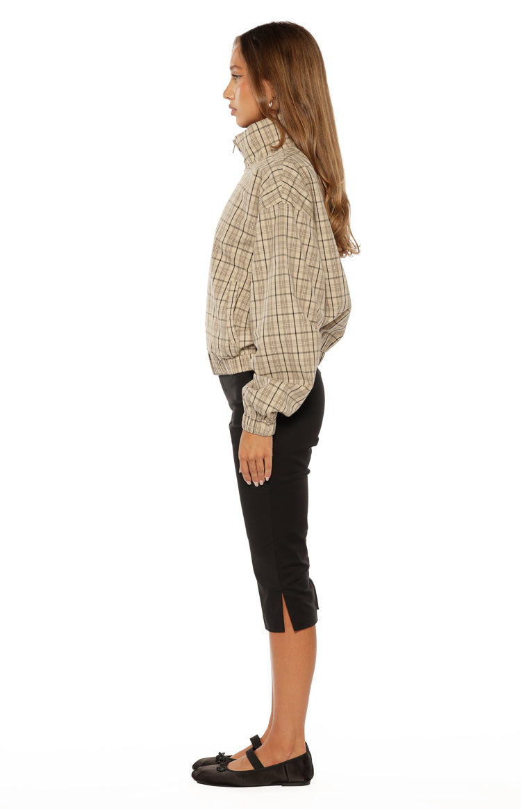 Karierte Jacke Lee mit Trichterkragen