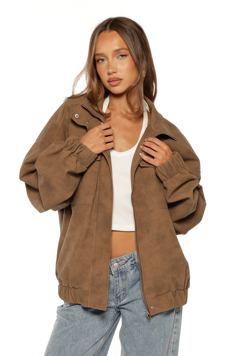 Oversized Veloursleder-Jacke Sapna