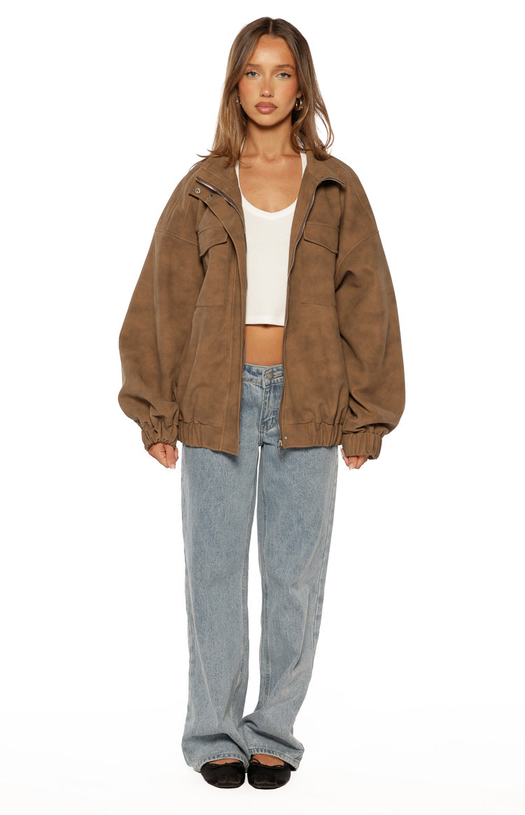 Oversized Veloursleder-Jacke Sapna