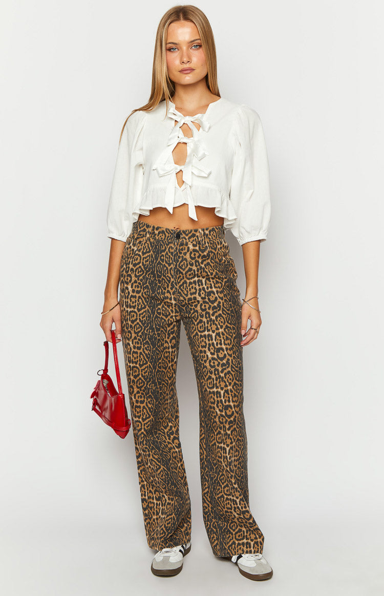 Leopard Straight-Leg Jeans Brunet