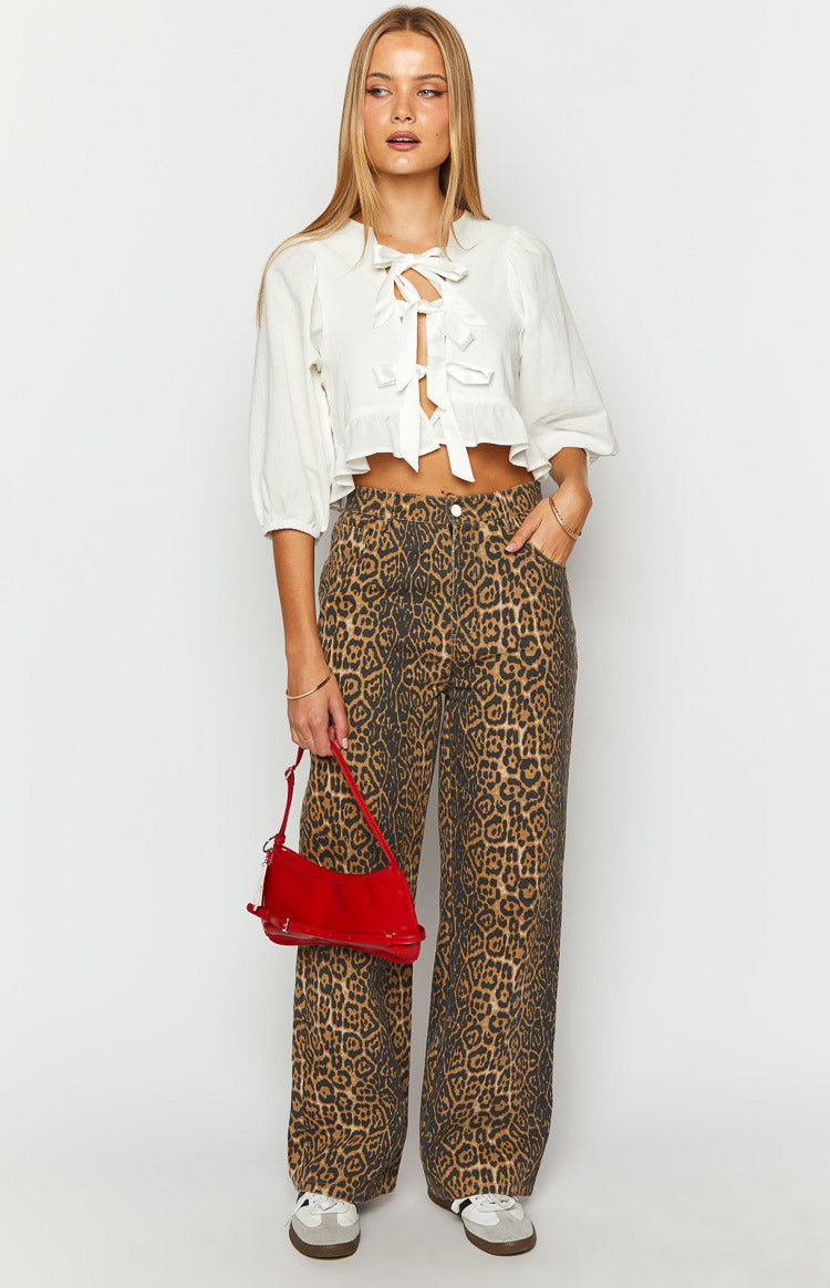 Leopard Straight-Leg Jeans Brunet