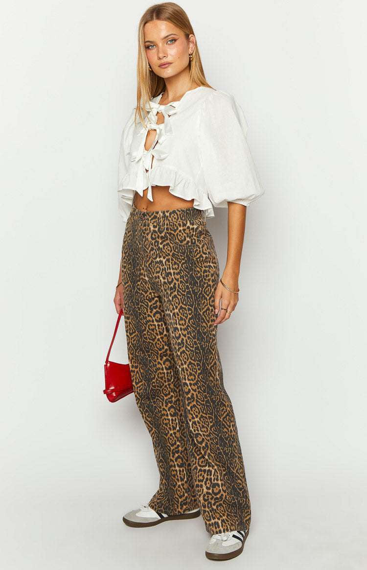 Leopard Straight-Leg Jeans Brunet