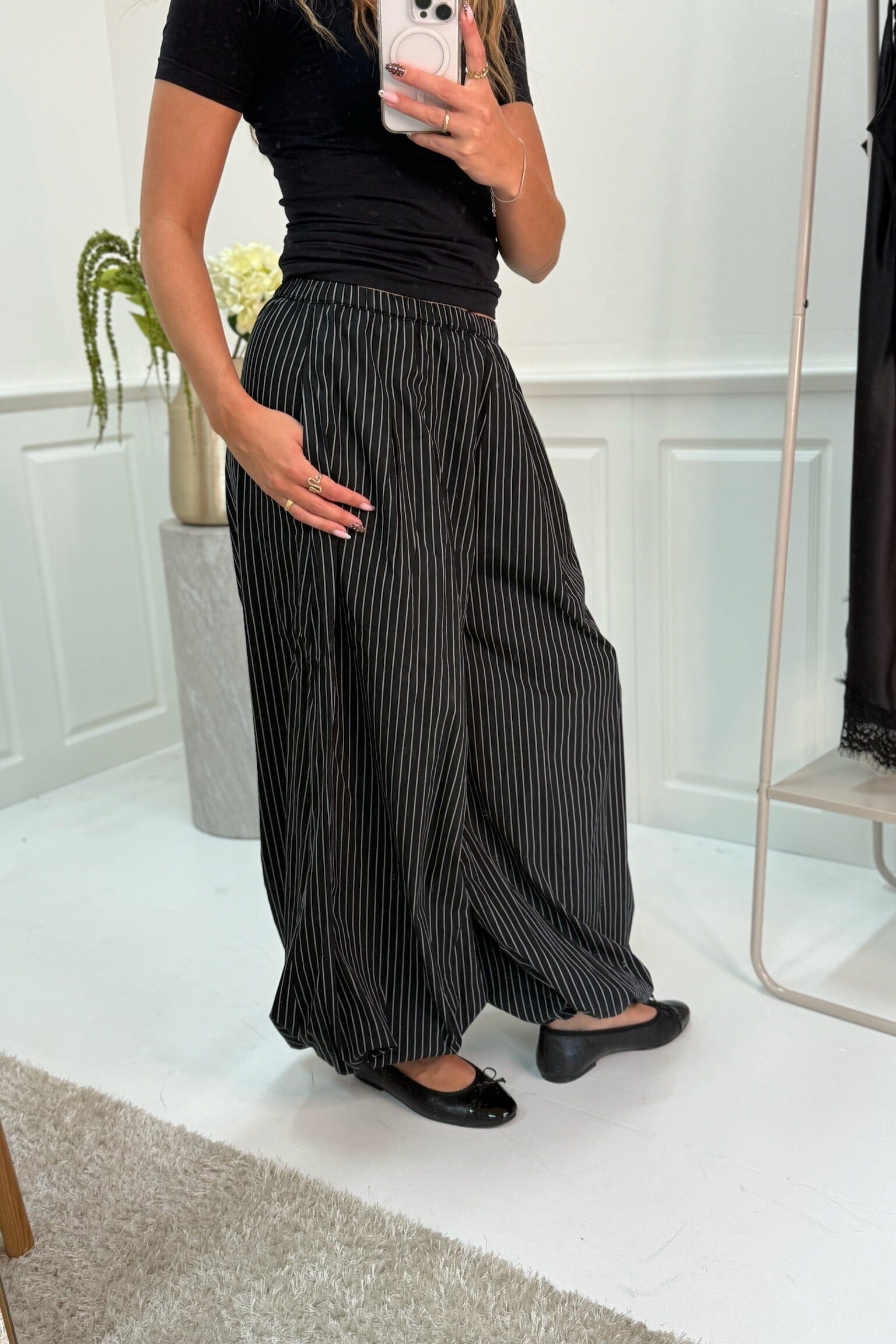 Ballonhose mit Streifen und hohem Bund