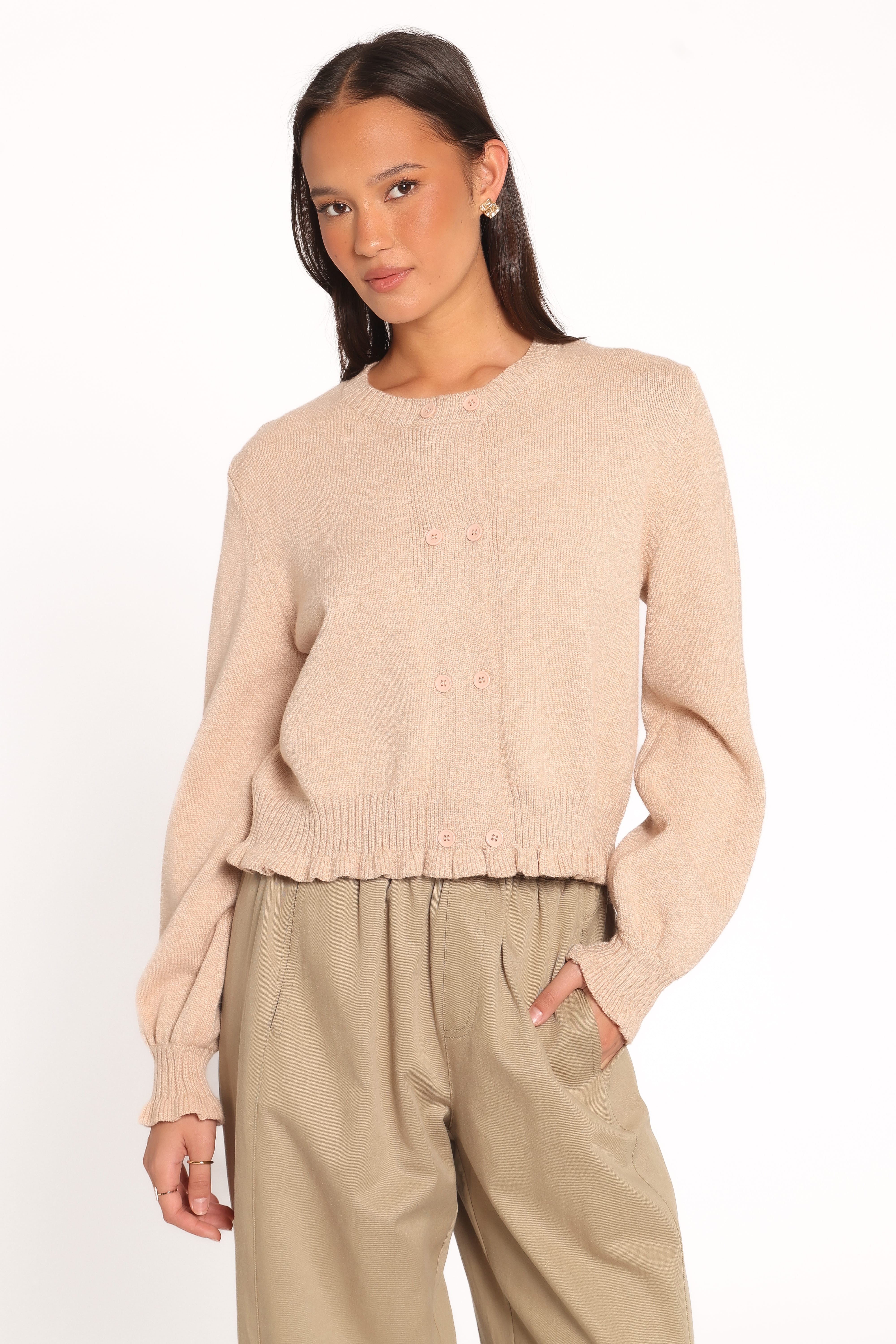 Cardigan mit Rüschensaum