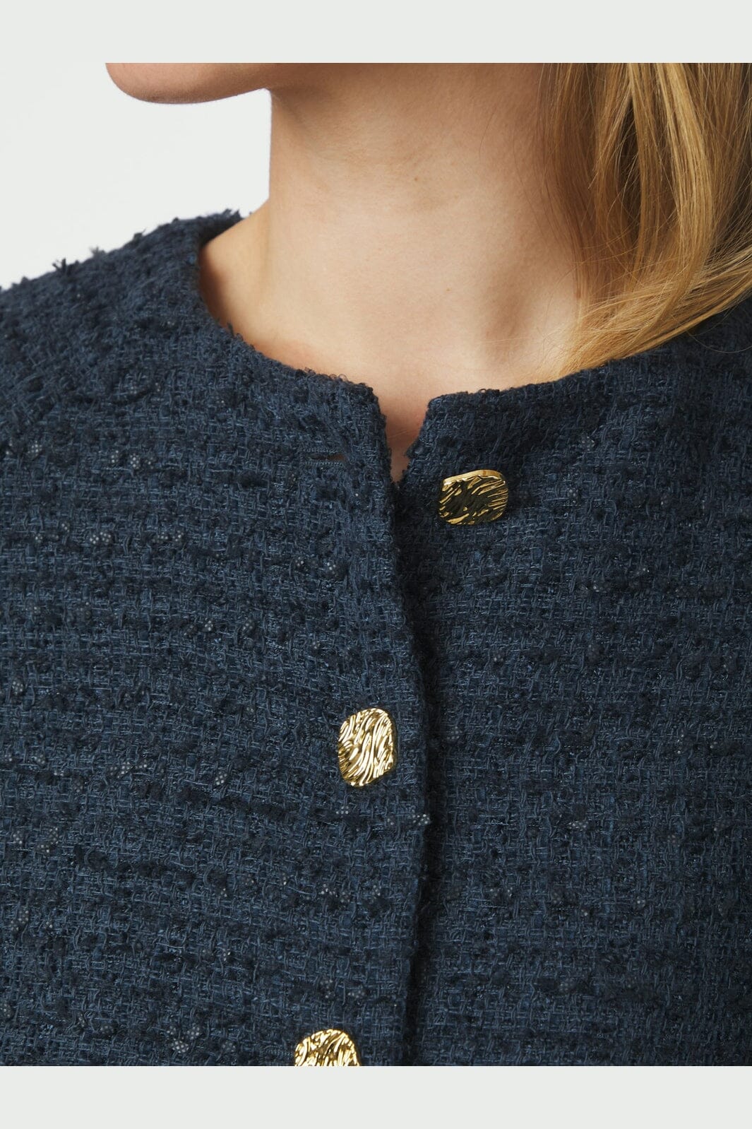 Bouclé-Jacke Rosella mit goldfarbenen Knöpfen